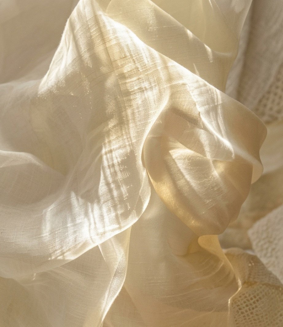 Warm ivory woven fabric in soft light